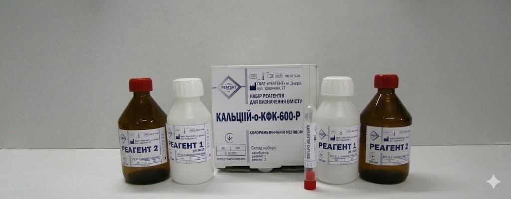 ПК 57.5-06 КАЛЬЦІЙ-о-КФК-600-Р Набір реагентів для визначення вмісту загального кальцію колориметричним методом з о-КФК, 300 проб